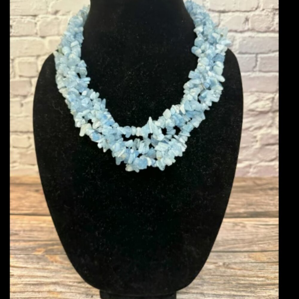 16" Stauer 5 strand Aquamarine Necklace ITM111